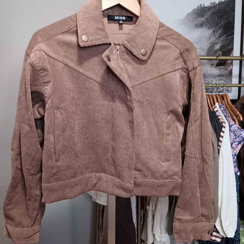 MINE Women's Brown Corduroy Bomber Jacket